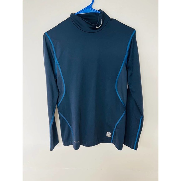Nike Other - Nike Pro Combat Fitted Mock Turtleneck Long Sleeve Navy Blue